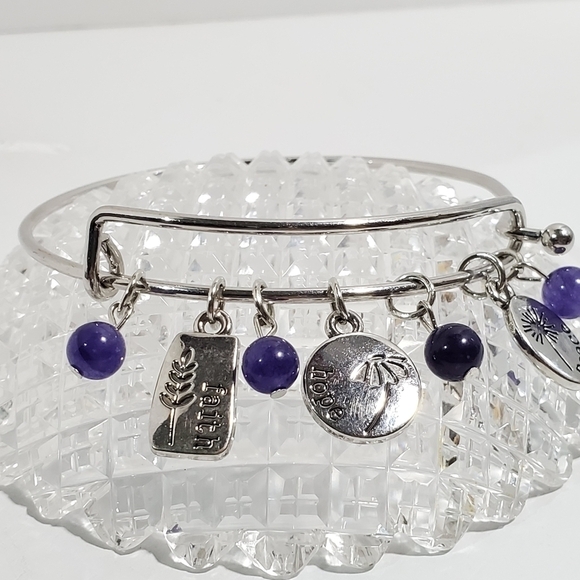 Growing strong bangle bracelet silvertone Faith Hope Peace - Picture 8 of 8